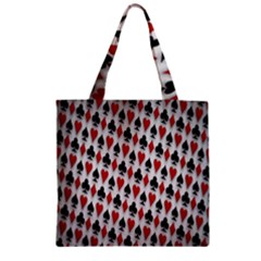 Suit Spades Hearts Clubs Diamonds Background Texture Zipper Grocery Tote Bag by Simbadda