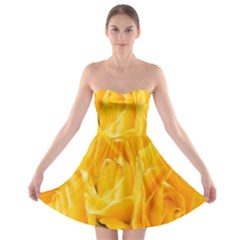 Yellow Neon Flowers Strapless Bra Top Dress by Simbadda