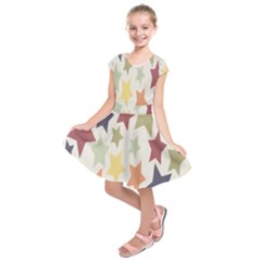 Star Colorful Surface Kids  Short Sleeve Dress by Simbadda