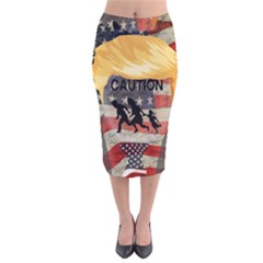Caution Velvet Midi Pencil Skirt by Valentinaart