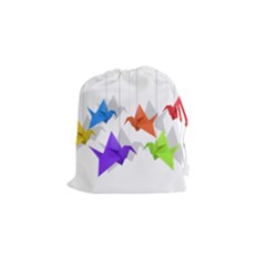 Paper Cranes Drawstring Pouches (small)  by Valentinaart