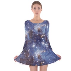 Large Magellanic Cloud Long Sleeve Velvet Skater Dress by SpaceShop