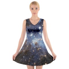 Large Magellanic Cloud V-neck Sleeveless Skater Dress by SpaceShop