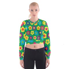 Floral Pattern Women s Cropped Sweatshirt by Valentinaart