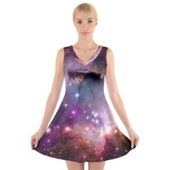 Small Magellanic Cloud V-neck Sleeveless Skater Dress by SpaceShop