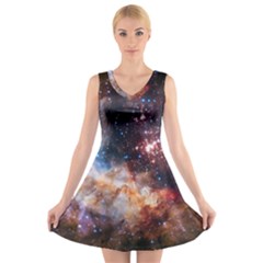 Celestial Fireworks V-neck Sleeveless Skater Dress by SpaceShop