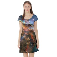 Pillar And Jets Short Sleeve Skater Dress by SpaceShop