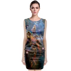 Pillar And Jets Sleeveless Velvet Midi Dress by SpaceShop