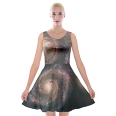 Whirlpool Galaxy And Companion Velvet Skater Dress by SpaceShop