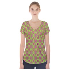 Pattern Short Sleeve Front Detail Top by Valentinaart