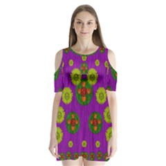 Buddha Blessings Fantasy Shoulder Cutout Velvet  One Piece by pepitasart