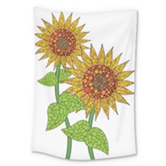 Sunflowers Flower Bloom Nature Large Tapestry by Simbadda