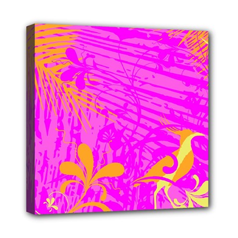 Spring Tropical Floral Palm Bird Mini Canvas 8  X 8  by Simbadda