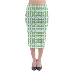 Leaf Flower Floral Green Midi Pencil Skirt