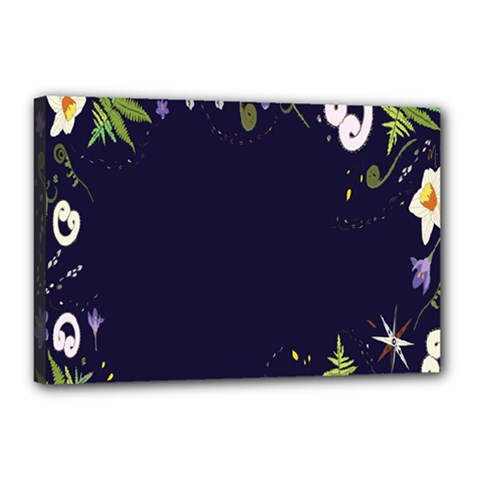 Spring Wind Flower Floral Leaf Star Purple Green Frame Canvas 18  X 12 