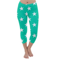 Star Pattern Paper Green Capri Winter Leggings 