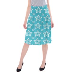 Star Blue White Line Space Sky Midi Beach Skirt