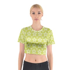 Star Yellow White Line Space Cotton Crop Top