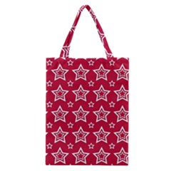 Star Red White Line Space Classic Tote Bag