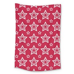 Star Red White Line Space Large Tapestry