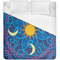 Sun Moon Star Space Purple Pink Blue Yellow Wave Duvet Cover (king Size) by Alisyart