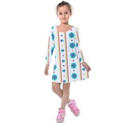 Beans Flower Floral Blue Kids  Long Sleeve Velvet Dress by Alisyart