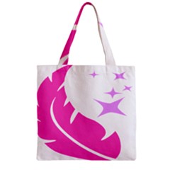 Bird Feathers Star Pink Zipper Grocery Tote Bag by Alisyart