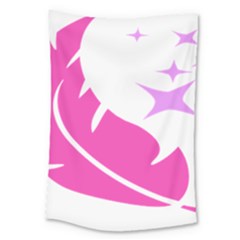 Bird Feathers Star Pink Large Tapestry