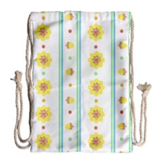 Beans Flower Floral Yellow Drawstring Bag (large) by Alisyart
