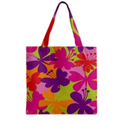 Butterfly Animals Rainbow Color Purple Pink Green Yellow Grocery Tote Bag by Alisyart