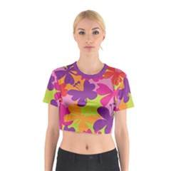 Butterfly Animals Rainbow Color Purple Pink Green Yellow Cotton Crop Top