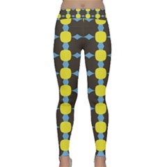 Blue Black Yellow Plaid Star Wave Chevron Classic Yoga Leggings by Alisyart