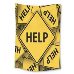 Caution Road Sign Help Cross Yellow Large Tapestry
