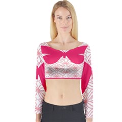 Butterfly Animals Pink Plaid Triangle Circle Flower Long Sleeve Crop Top