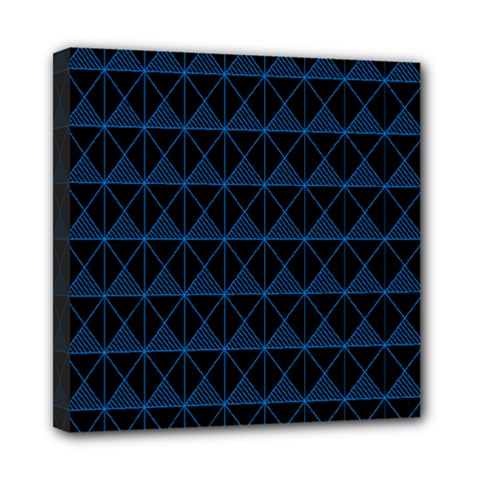 Colored Line Light Triangle Plaid Blue Black Mini Canvas 8  X 8  by Alisyart