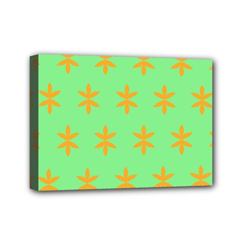 Flower Floral Different Colours Green Orange Mini Canvas 7  X 5  by Alisyart