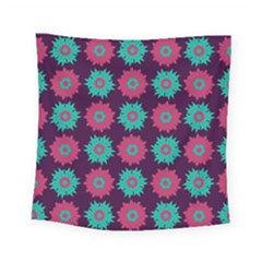Flower Floral Rose Sunflower Purple Blue Square Tapestry (small)