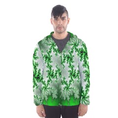 Green Fractal Background Hooded Wind Breaker (men) by Simbadda