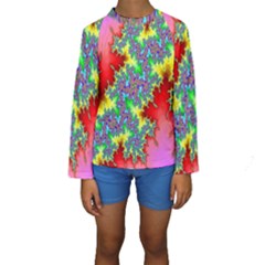 Colored Fractal Background Kids  Long Sleeve Swimwear by Simbadda