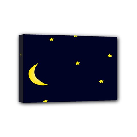 Moon Dark Night Blue Sky Full Stars Light Yellow Mini Canvas 6  X 4  by Alisyart