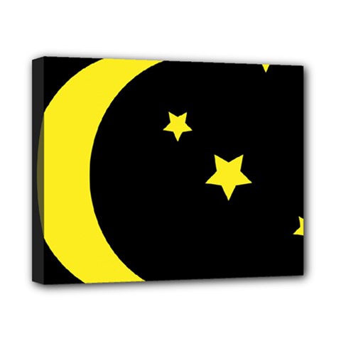 Moon Star Light Black Night Yellow Canvas 10  X 8 