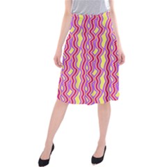 Pink Yelllow Line Light Purple Vertical Midi Beach Skirt