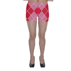 Plaid Triangle Line Wave Chevron Red White Beauty Argyle Skinny Shorts