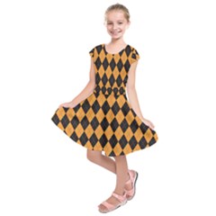 Plaid Triangle Line Wave Chevron Yellow Red Blue Orange Black Beauty Argyle Kids  Short Sleeve Dress by Alisyart