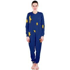 Starry Star Night Moon Blue Sky Light Yellow Onepiece Jumpsuit (ladies) 