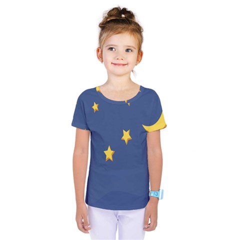 Starry Star Night Moon Blue Sky Light Yellow Kids  One Piece Tee by Alisyart