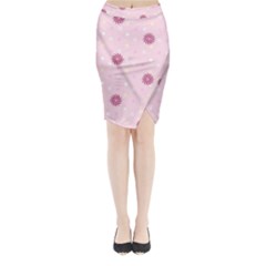 Star White Fan Pink Midi Wrap Pencil Skirt by Alisyart