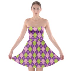Plaid Triangle Line Wave Chevron Green Purple Grey Beauty Argyle Strapless Bra Top Dress