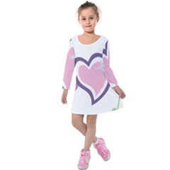 Sweetie Belle s Love Heart Star Music Note Green Pink Purple Kids  Long Sleeve Velvet Dress by Alisyart