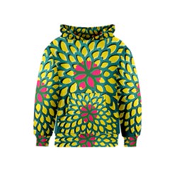 Sunflower Flower Floral Pink Yellow Green Kids  Pullover Hoodie by Alisyart